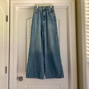 New look adalae wide leg washed light blue jeans